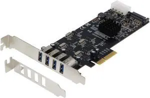 Sedna - PCIe X4 4 Port USB 3.1 Gen 1 (5Gbps) Adapter (Real 5Gbps per Port, Total throughput = 20 Gbps)