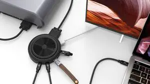 ADAM elements USB-C Hub with Detachable Wireless Charger, HDMI/VGA, USB-C, PD Type C Fast Charging Port, USB3.1 Type-A - for iPhone, Android, MacBook Pro, iPad Pro