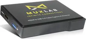 MuxLab Video Capture & Streaming Device | USB 3.0 HDMI Loop Out | HDMI Capture Card 1080p/60 | Windows 7 8 10 | Linux | YouTube | OBS | Twitch | PS3 | PS4 | Xbox| Stream and Record for Gaming