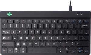 R-Go Compact Keyboard, with Break Software, Ergonomic Flat Design, Anti-RSI, USB-C/A Wired, Compatible with Windows/Android/Mac OS, QWERTY (US), Multi-Media Keys, Black