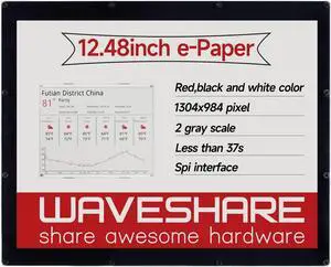 Waveshare 12.48inch E-Ink Display Module 1304×984 Resolution Red/Black/White Three-Color Compatible with Raspberry Pi 4B/3B+/3A+/2B/B+/A+/Zero/Zero W/WH/Zero 2W CM3+/4