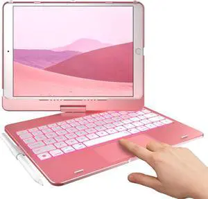 typecase Touch Case with Keyboard for iPad 9th Generation (10.2", 2021), Multi-Touch Trackpad, 10 Color Backlight, 360, Thin & Light - iPad 8th Gen (2020), 7th Gen (2019), Air 3, Pro 10.5 (Rose Gold)