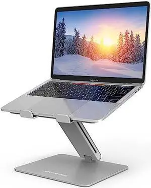 AboveTEK Laptop Stand, Adjustable Portable Computer Riser, Ergonomic Aluminum Notebook Desktop Holder for Desk, Compatible with MacBook Pro, Air, HP, Fits Up to 17 Inch Laptops, Silver