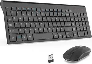 LeadsaiL Wireless Keyboard and Mouse Combo, Wireless USB Mouse and Computer Keyboard Set, Compact and Silent for Windows Laptop, Desktop, PC