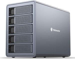 Yottamaster 5 Bay Hard Drive Enclosure, Aluminum USB3.0 3.5" HDD Enclosure for 3.5/2.5 Inch SATA HDD Support 90TB (5 x 18TB), Non-RAID Direct Attached Storage (DAS) with Fan & 150W Power- [FS5U3]