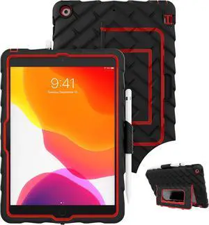Gumdrop HideAway Case Fits Apple iPad 9th | 8th | 7th Gen (10.2-inch) Designed for K-12 Students Teachers and Classrooms- Drop Tested Rugged Shockproof Bumpers for Reliable Device Protection-Black/Red