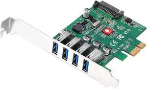 SIIG Dual Profile USB 3.0 4-Port (5Gbps) PCIe 2.0 Host Expansion Card Adapter for Windows Desktop PC (JU-P40A11-S1)