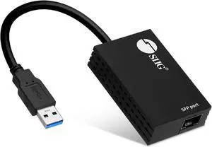SIIG USB 3.0 to Fiber SFP Gigabit Ethernet Adapter, High Speed GB Transfer Rate (1000/100/10 Mbps), USB 3.0 Type-A to SFP Female, USB to Fiber Optic Converter, Realtek RTL8153 (JU-NE0B11-S1)