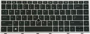 AUTENS Replacement US Keyboard for HP EliteBook 840 G5 / 840 G6 / 745 G5 / 745 G6 Laptop Silver Frame Backlight