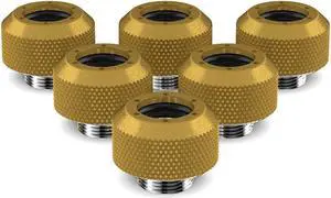 PrimoChill 1/2in. Rigid RevolverSX Series Fitting - 6 Pack - Gold