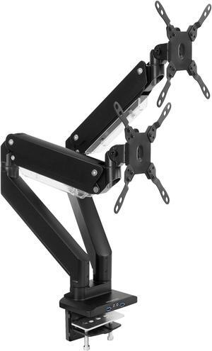 MOUNT-IT! Heavy Duty Dual Monitor Desk Mount with USB 3.0 Ports | 33 lbs Capacity Per Arm | Adjustable Gas Spring, Double Arms for Computer Monitors, Full Motion Articulating, VESA (17-35 inches)