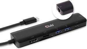 Club 3D CSV-1592 USB Type C 3.2 Gen1 7in1 Hub HDMI 4K60Hz SD TF Card Slot 2X USB Type A USB Type C PD RJ45