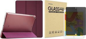 ProCase iPad 10.2 7th Generation 2019 Case Slim Stand Hard Case (Wine) Bundle with iPad 10.2 7th Gen 2019 Privacy Screen Protector