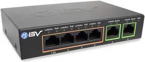 BV-Tech 6 Port PoE+ Switch 4 PoE+ Gigabit Ports with 2 Gigabit Uplink  60W  802.3at + 1 High PowerPort | Desktop Fanless Design | Sturdy Metal Housing