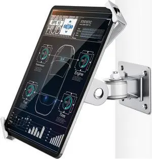 AboveTEK Tablet Wall Mount -360deg Rotation iPad Wall Holder for Retail & Business, Anti Theft iPad Stand Fits 7"-11" Tablets Including iPad Pro/Air/Mini, Galaxy Tab - Security Lock & Key - (Silver)