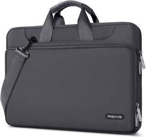 MOSISO 360 Protective Laptop Shoulder Bag Compatible with MacBook Air 15 inch M2 A2941 2023/Pro 16 inch M3 M2 M1 2023-2019, 15-15.6 inch Notebook,Matching Color Sleeve with Belt, Slate Gray