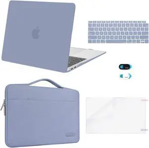 MOSISO Compatible with MacBook Air 13 inch Case M1 Chip 2021 2020 2019 2018 Release A2337 A2179 A1932 Retina Display, Plastic Hard Shell Case&Bag&Keyboard Skin&Webcam Cover&Screen Film, Lavender Gray