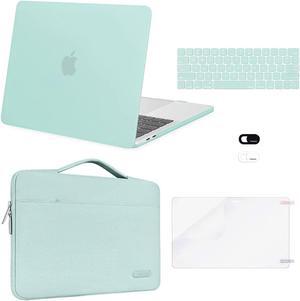MOSISO Compatible with MacBook Pro 13 inch Case M2 2024, 2023, 2022-2016 A2338 M1 A2251 A2289 A2159 A1989 A1708 A1706, Plastic Hard Case&Bag&Keyboard Skin&Webcam Cover&Screen Protector, Mint Green