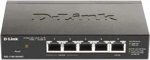 D-Link 5-Port Gibabit Smart Managed PoE Powered Switch/Extender | 2 PoE Ports (requires PoE Power)| L2 | VLANs| Web Managed |Desktop| Fanless | NDAA Compliant | Lifetime Warranty (DGS-1100-05PDV2)