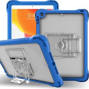 Brenthaven Edge 360 Case Fits iPad 9th | 8th | 7th Generation (10.2-inch) Protective Cover with Screen Protector and Adjustable Stand - Durable Slim Lightweight & Drop Tested Clear Back Shell - Blue