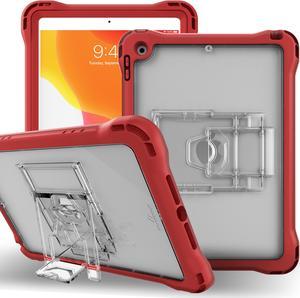 Brenthaven Edge 360 Case Fits iPad 9th | 8th | 7th Generation (10.2-inch) Protective Cover with Screen Protector and Adjustable Stand - Durable Slim Lightweight & Drop Tested Clear Back Shell - Red