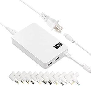 Lvsun Universal Laptop Charger 90W 65W 45W with 12 Tips for HP Acer Lenove Dell Samsung Gateway Notebook Sony JBL IBM Fujitsu Ultrabook AC Power Adapter 4.9 Ft, DC 18.5V 19V 19.5V 20V- White