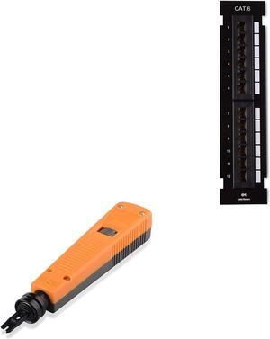 Cable Matters UL Listed 12-Port Cat6, Cat 6 Vertical Mini Patch Panel with 89D Bracket & 110 Punch Down Tool with 110 Blade