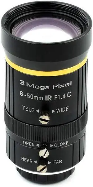 Waveshare Industrial Zoom Lens 8-50mm Adjustable Focal Length with Adjustable Angle of View C-Mount Compatible with Raspberry Pi HQ Camera