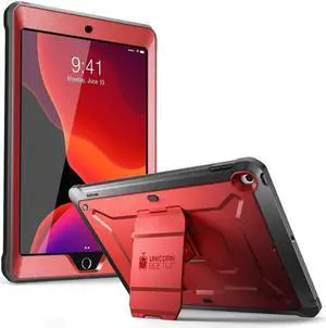 SUPCASE Unicorn Beetle Pro Series Case for iPad 10.2 (2021/2020/2019), with Built-in Screen Protector Protective Case for iPad 9th Generation/8th Generation/7th Generation (MetallicRed)