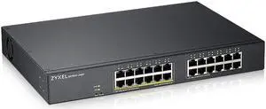 ZYXEL 24-Port PoE Switch Gigabit Ethernet Smart (GS1900-24EP) - Managed, with 12x PoE+ @ 130W, Rackmount, Limited Lifetime Protection