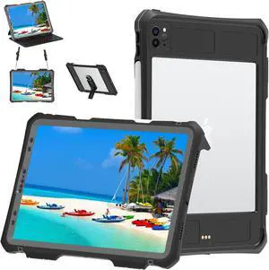 ShellBox Case for iPad Pro 11 Inch 2021/2020,Full-Body Protective Case,Magnetic Pencil Holder,External Keyboard Interface,IP68 Waterproof Dustproof Shockproof iPad Pro 11 Inch Case (Black)