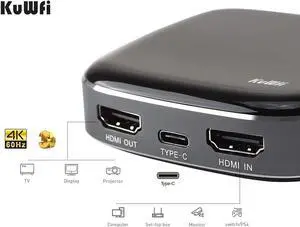 Capture Card Switch, KuWFi Video Capture Card, Game Capture Card 4K 1080P 60FPS, HDMI to USB C Capture Card for Streaming Work with PS4/PC/OBS/Camera