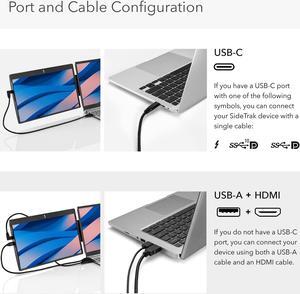 SideTrak Swivel 12.5" Patented Attachable Portable Monitor Extender - FHD TFT Laptop Dual Screen w/Kickstand, for Mac, PC, and Chromebook, All Laptops, USB or Mini HDMI Port Power (Single Monitor)