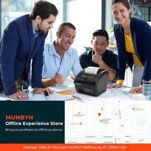 MUNBYN POS Printer, Receipt Printer USB Ethernet 80MM Thermal Printer P047 and White Cash Drawer, 16" Heavy Duty Cash Register for Point of Sale (POS) System