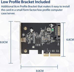 IO CREST USB-C 3.2 Gen 2x2 Type-C 20 Gbps PCI-e Gen 3 x4 Expansion Card SATA Powered ASMedia ASM3242