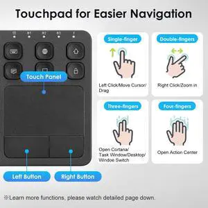 SANWA Multi Device Bluetooth Keyboard with Touchpad, Rechargeable Keypad with Trackpad for Laptop Desktop Computer PC iPad/iPhone Tablet, Compatible with MacBook, Windows, Android, iOS, Black