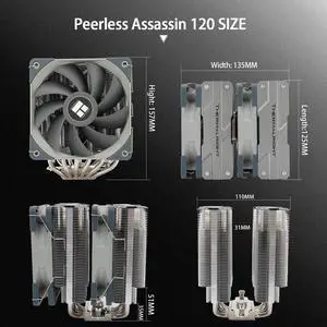 Thermalright Peerless Assassin 120 CPU Air Cooler, 6 Heatpipes,Dual 120mm TL-C12 PWM Fan, Aluminium Heatsink Cover, AGHP Technology, for AMD AM4 AM5/Intel 1700/1150/1151/1200/2066/2011