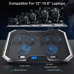 LIENS Laptop Cooling Pad RGB Portable Gaming Laptop Cooling Pad Laptop Cooler Stand RGB Lights Fits 12-17 Inches,Laptop Cooler (6 Fans)