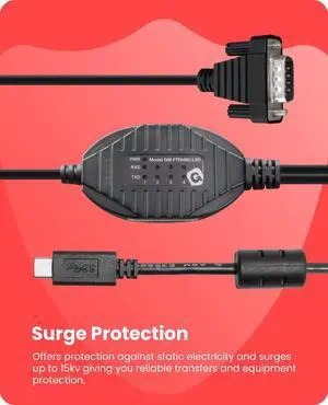 Gearmo 4 Port USB Type-C to Serial Adapter with Per Port LED Rx/TX