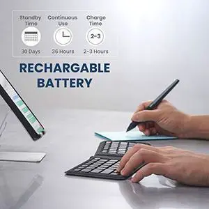 Perixx PERIBOARD-805E US, Wireless Foldable Ergonomic Bluetooth Keyboard, Ultra-Thin X Type Keys, Compatible with iOS, Android, or Windows Smartphone, Tablet, or Laptops, US English