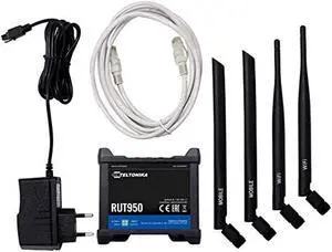Teltonika RUT950K02400 Model RUT950 Industrial 4G LTE Wi-Fi WAN Cellular Router for Verizon, Automatic Switch to Available Backup Connection; Wireless Access Point with Hotspot Functionality