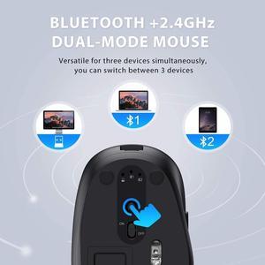 iClever DK03 Bluetooth Keyboard and Mouse, Rechargeable Dual-Mode (Bluetooth 4.2 + 2.4G) Wireless Keyboard and Mouse Combo, Ultra-Slim Multi-Device Keyboard for Mac, iPad, Apple, Android, Windows