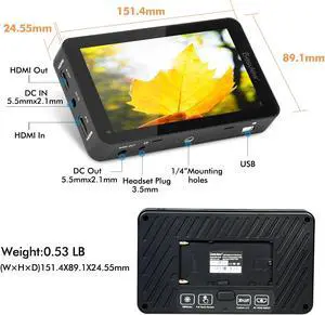 Desview R6 Camera Field Monitor 5.5inch Touchscreen Monitor, UHB 2800nits 1920x1080 IPS 4K HDMI with 3D LUT HDR Waveform Vectorscope False Color Zebra for DSLR & Mirrorless