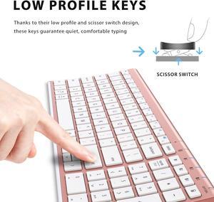 iClever BK10 Bluetooth Keyboard, Multi Device Keyboard Rechargeable Bluetooth 5.1 with Number Pad Ergonomic Design Full Size Stable Connection Keyboard for iPad, iPhone, Mac, iOS, Android, Windows