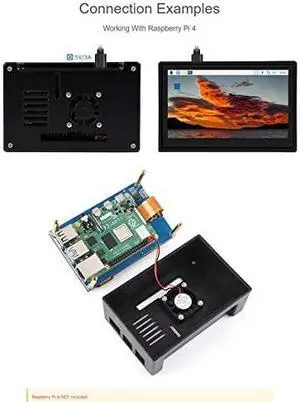 waveshare 4.3inch Capacitive Touch Display Compatible with Raspberry Pi 4B Comes with Protection Case 800x480 Resolution IPS Wide Angle MIPI DSI Interface