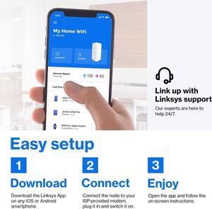 Linksys MX4200 Mesh WiFi Router - AX4200 WiFi 6 Router - Velop Tri-Band WiFi Mesh Router For Wireless Internet - Internet Router - Connect 40+ Devices, 2,700 Sq Ft, 1-Pk