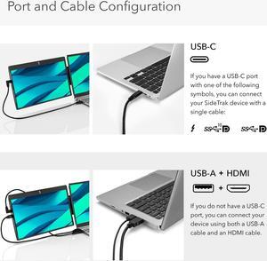 SideTrak Swivel 14" Attachable Portable Monitor Extender, FHD TFT Laptop Dual Screen with Kickstand + Unique Swivel Hinge, Compatible with Mac, PC, Chrome, Powered by USB or Mini HDMI Port