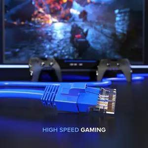 Maximm Cat 6 Ethernet Cable 0.6 ft 50 Pack - High-Speed LAN Cable, Internet Cable, Patch Cable, and Network Cable - UTP, 10Gbps, 550MHz Ethernet Cord - Blue