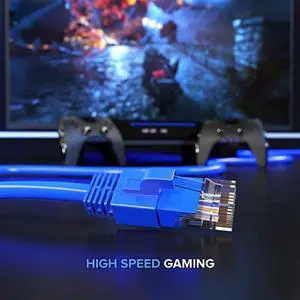 Maximm Cat 6 Ethernet Cable 250 ft - High-Speed LAN Cable, Internet Cable, Patch Cable, and Network Cable - UTP, 10Gbps, 550MHz Ethernet Cord - Blue