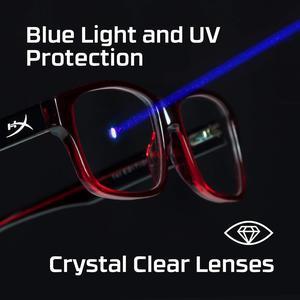 HyperX Spectre React - Gaming Eyewear, Blue Light Blocking Glasses, UV Protection, Ultem Frame, Crystal Clear Lenses, Microfiber Bag, Hard Case - Small Crystal Grey